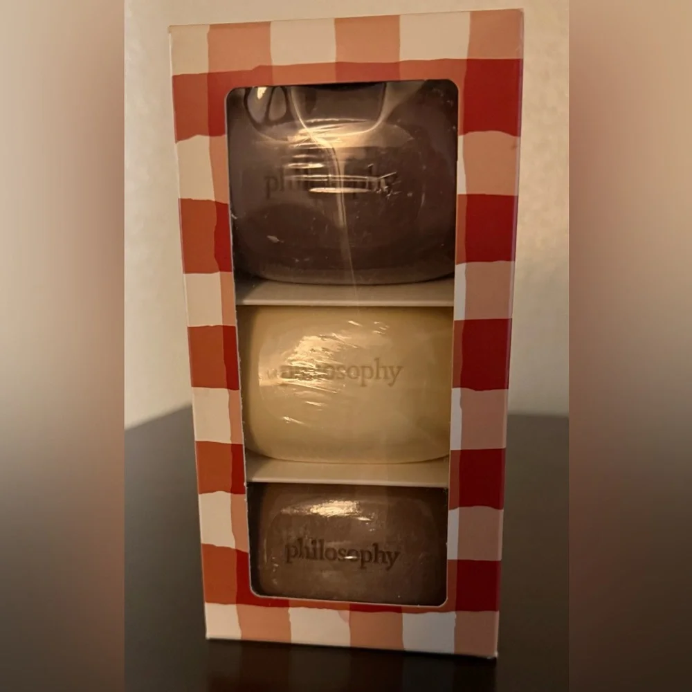 Philosophy “Hot Toddies” Bar Soap Trio Gift Set Spiced Apple Cider Egg Nog Cocoa